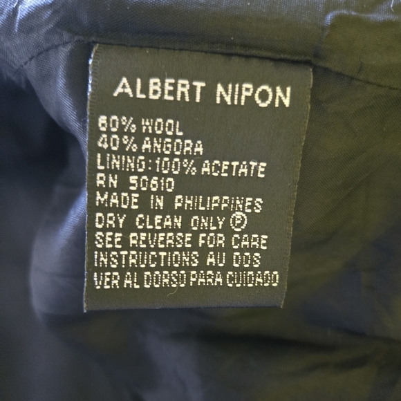 AlbertNipon Angora Wool Jacket fullzip Houndstooth sz 16/L plaid check tan Black - Picture 3 of 6